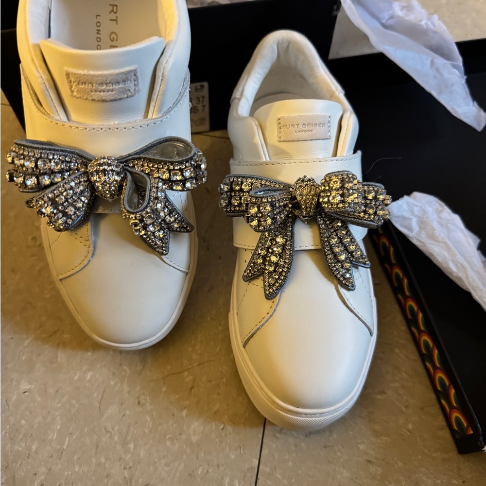 Kurt Geiger Silver Leather Sneakers - Picture 3 of 5